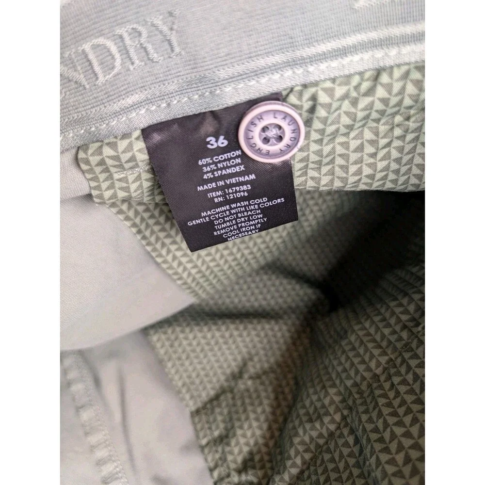 English Laundry Mens Chino Shorts Olive Green Stretch Flat Front Size 36